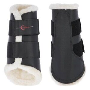 Dressage horse boots with faux fur, black, Covalliero