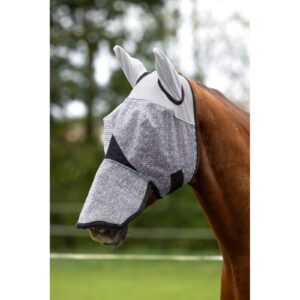 Insect mask for horses with UV protection and nostril cover, light gray, Covalliero