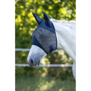 Insect mask for horses with ears and UV filter, navy blue, Covalliero